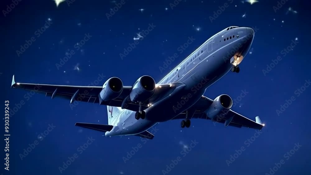 Airplane Soaring Through a Starry Night Airplane Soaring Through a Starry Night