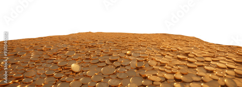 Gold coins in perspective. Transparent background