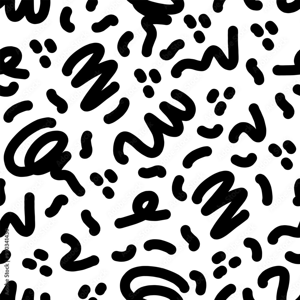 Fun line doodle seamless pattern. Creative minimalist style art background for children or trendy design with basic shapes. vector illustration. Fun line doodle seamless pattern. Creative minimalist style art background for children or trendy design with basic shapes. vector illustration.