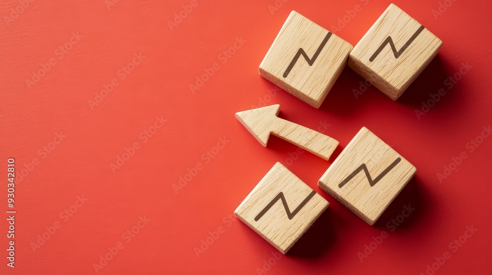 Financial Crisis Concept - Wooden Blocks with Declining Graph and Arrow Down on Red Background. Market Analytics for Economic Downturn. Flat Lay, High Quality Image. Financial Crisis Concept - Wooden Blocks with Declining Graph and Arrow Down on Red Background. Market Analytics for Economic Downturn. Flat Lay, High Quality Image.