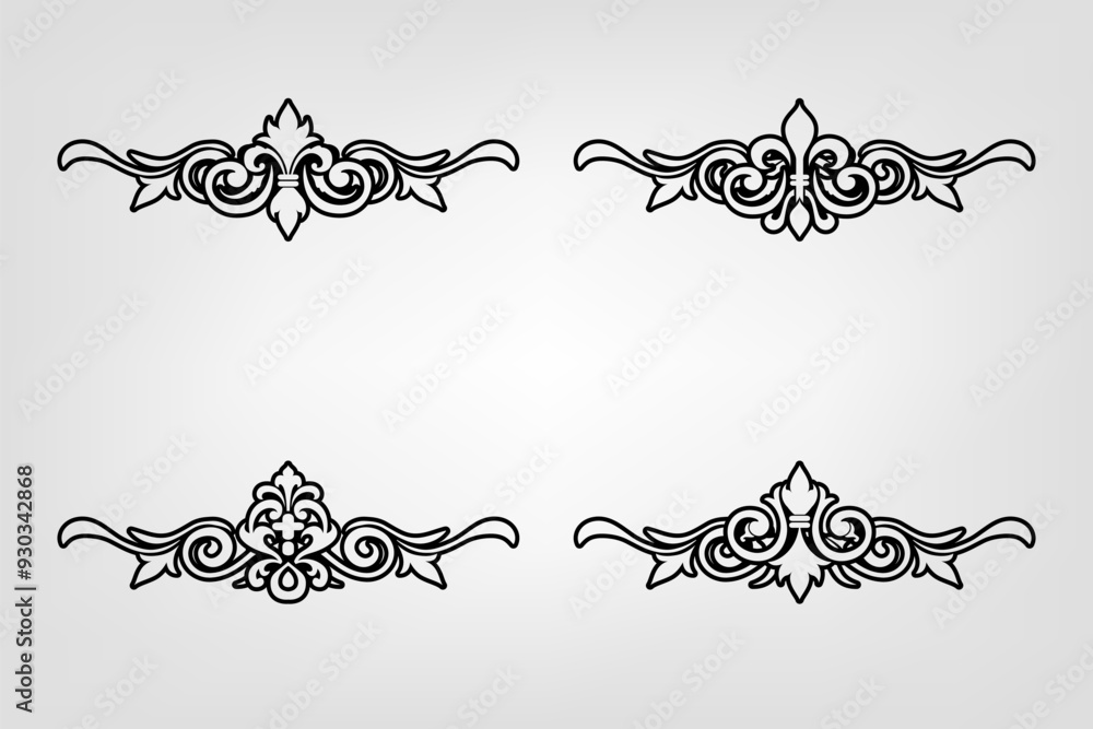 Fototapeta premium Classic Vintage Baroque Victorian Frames Separator Elements Classic Wedding Invitation