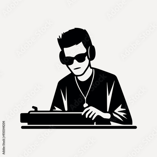 DJ silhouette with headphones