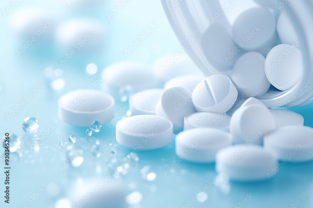 white pills on a blurred background, medicine concept. white pills on a blurred background, medicine concept.