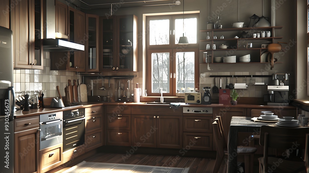 Warm and Inviting Kitchen with Wooden Cabinets Warm and Inviting Kitchen with Wooden Cabinets