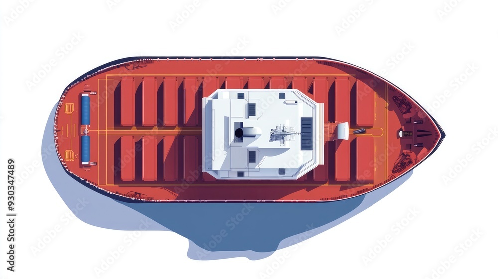 Vesselview Vector Top view of an international shipping vessel, global trade, maritime ...