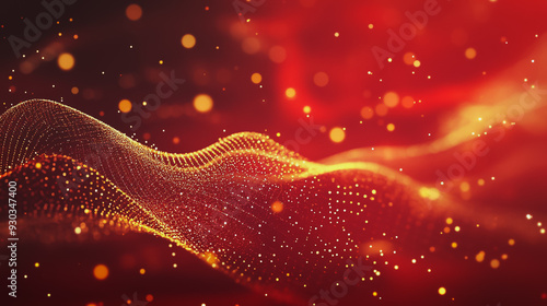 Abstract digital background electromagnetic wave background Innovation digital wave, information technology background and luxury background with golden line decoration and curve light effect