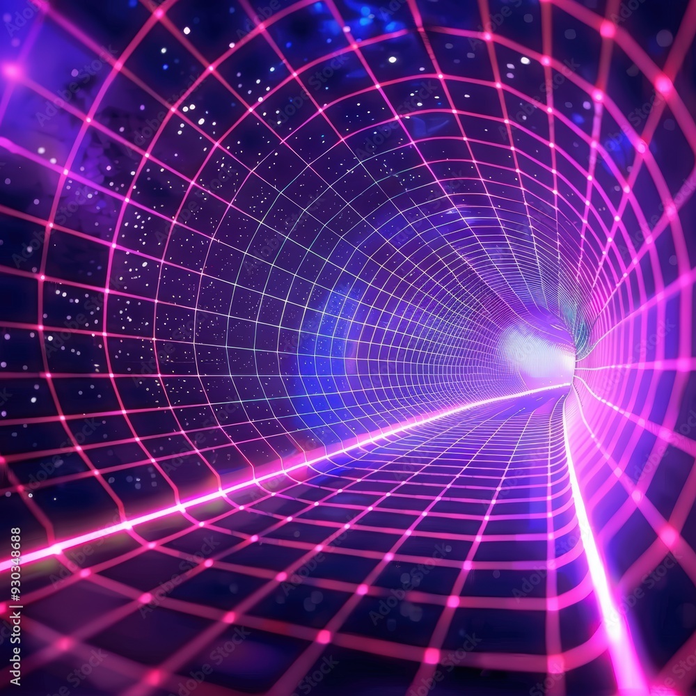 Neon grid tunnel Neon grid tunnel