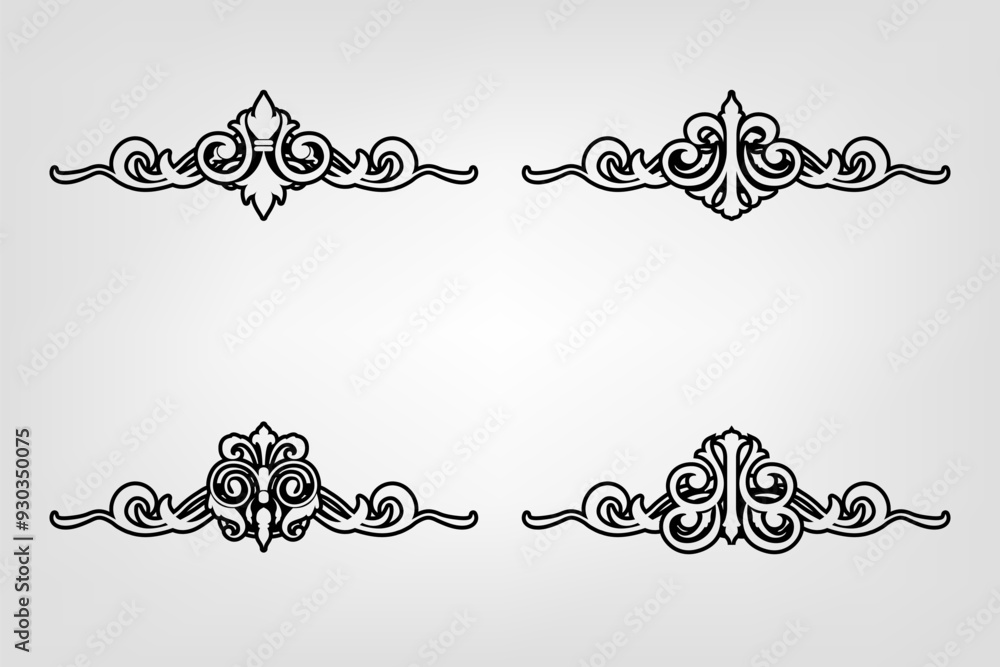 Fototapeta premium Classic Vintage Baroque Victorian Frames Separator Elements Classic Wedding Invitation