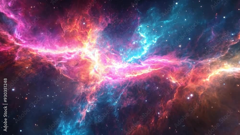 A stunning display of swirling gases and bright stars forms a colorful cosmic landscape, illuminating the vastness of space. A stunning display of swirling gases and bright stars forms a colorful cosmic landscape, illuminating the vastness of space.