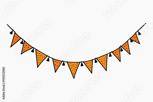 Festive orange triangular pennant banner