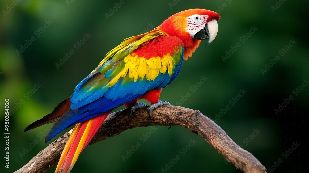 Vibrant Scarlet Macaw Perched on a Branch Vibrant Scarlet Macaw Perched on a Branch