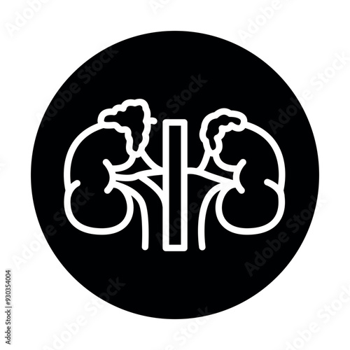 Adrenalectomy black line icon. Operations on the abdominal cavity.