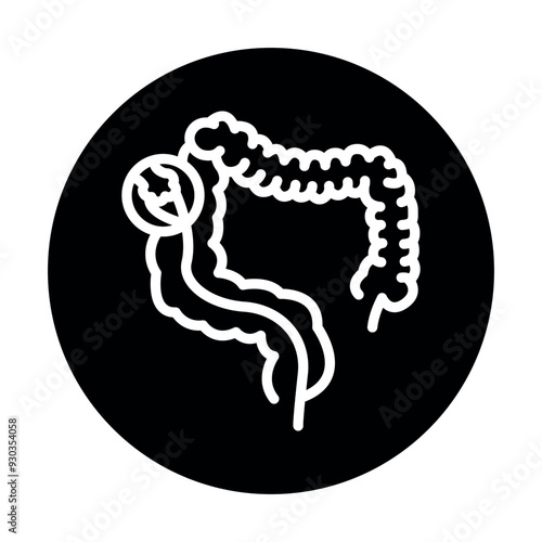 Colonoscopy black line icon. Operations on the abdominal cavity.