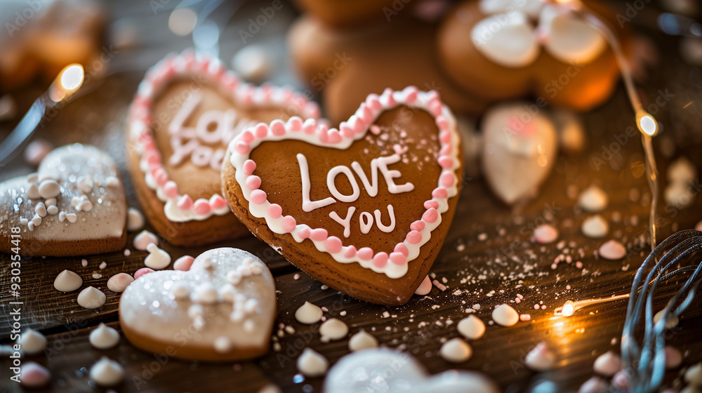 Heart-shaped gingerbread cookies with Heart-shaped gingerbread cookies with