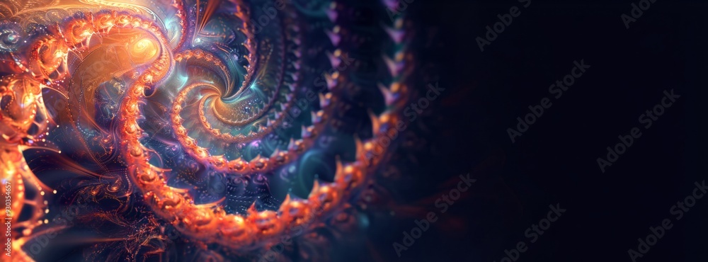 Abstract Digital Artwork of Spiral Fractal Design with Vibrant Colors Abstract Digital Artwork of Spiral Fractal Design with Vibrant Colors