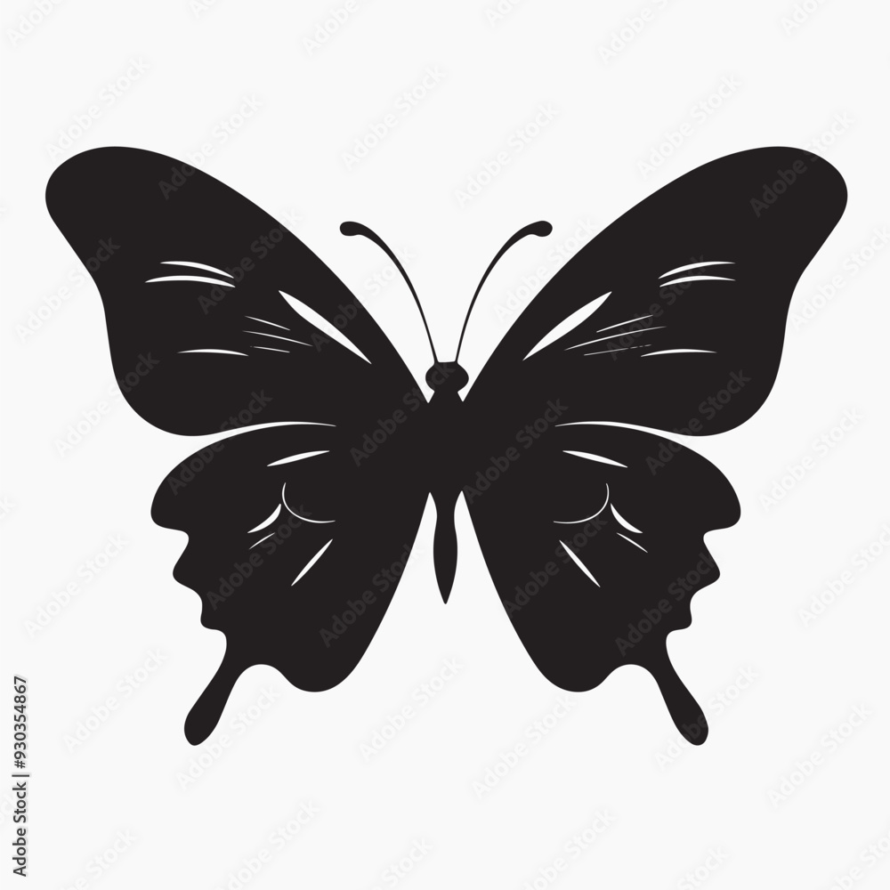 Elegant black butterfly silhouette Elegant black butterfly silhouette