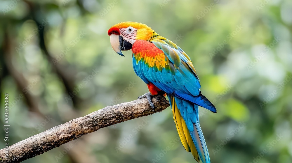 A Colorful Macaw Perched on a Branch A Colorful Macaw Perched on a Branch