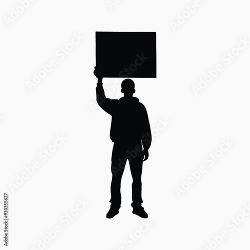Silhouette protester holding blank sign
