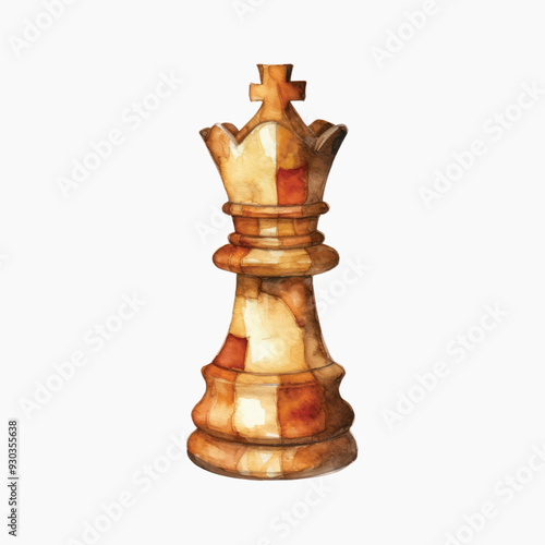Watercolor chess king piece