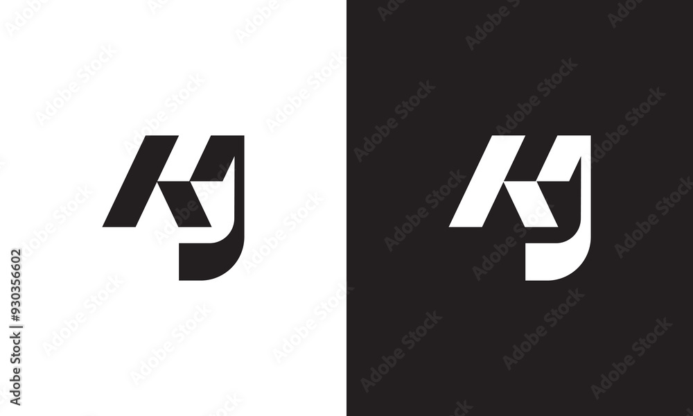 KJ logo, monogram unique logo, black and white logo, premium elegant logo, letter KJ Vector minimalist KJ logo, monogram unique logo, black and white logo, premium elegant logo, letter KJ Vector minimalist