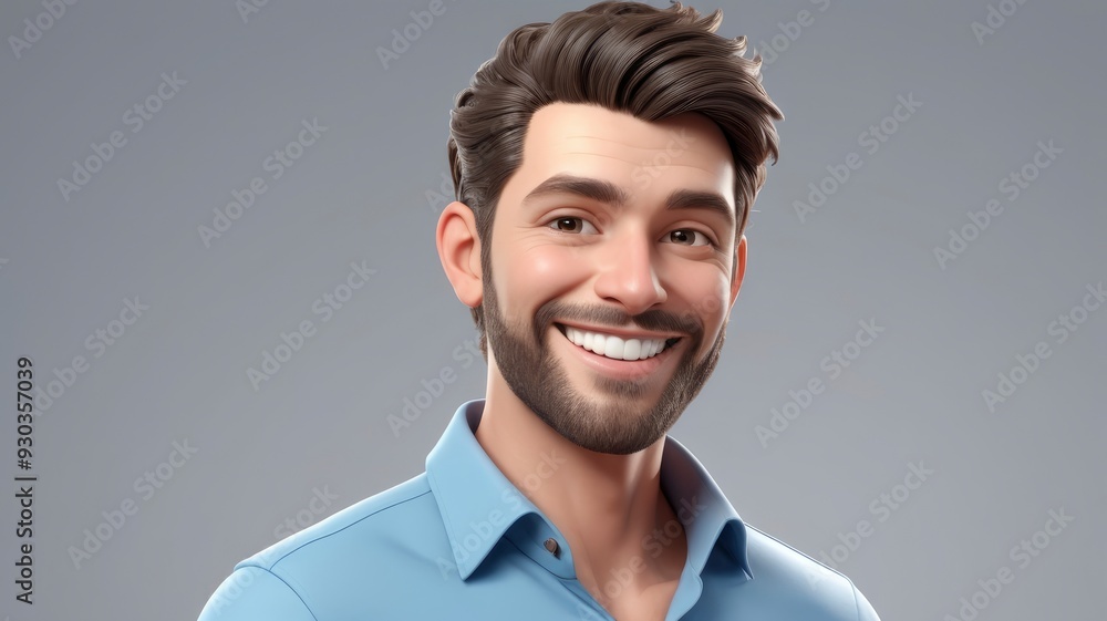 portrait of a man Smiling 3D male character portrait, light background, friendly expression portrait of a man Smiling 3D male character portrait, light background, friendly expression