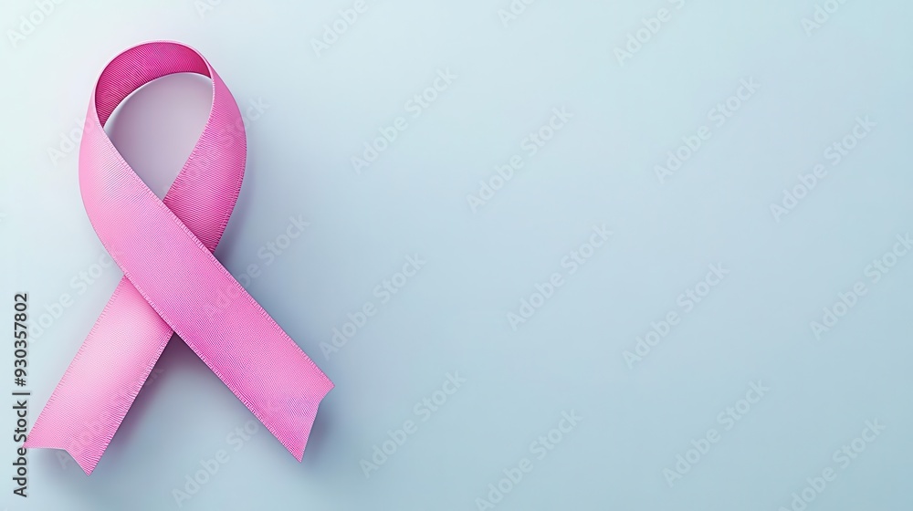 Pink ribbon in 3D with a matte finish, Breast Cancer Awareness Month, understated and sophisticated support Pink ribbon in 3D with a matte finish, Breast Cancer Awareness Month, understated and sophisticated support