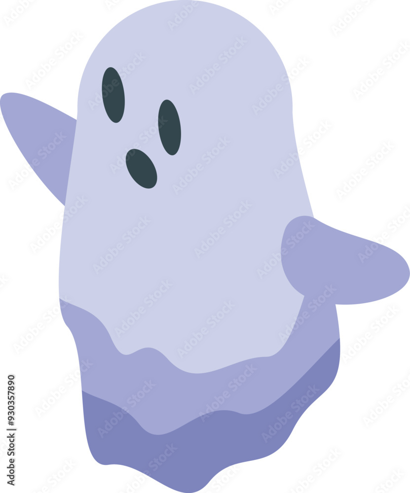 Obraz premium Adorable, friendly ghost with a surprised expression, perfect for halloween designs