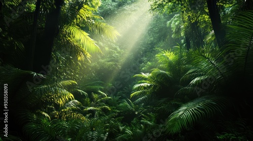 Sunlight Filtering Through Rainforest Canopy