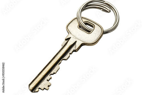 Single key with keyring on white background - isolated on White Transparent Background, PNG 