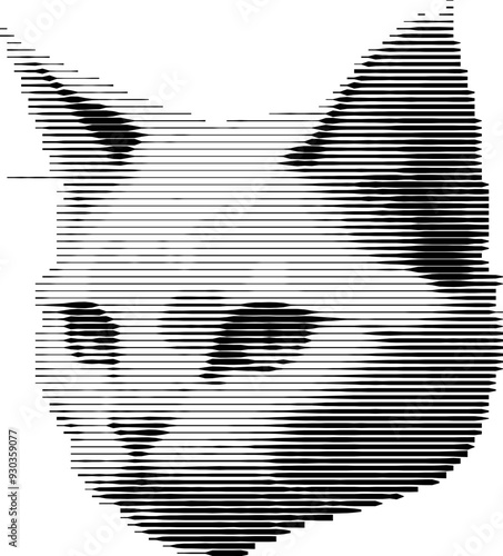 Artistic grayscale striping abstracts a cat's visage beautifully.