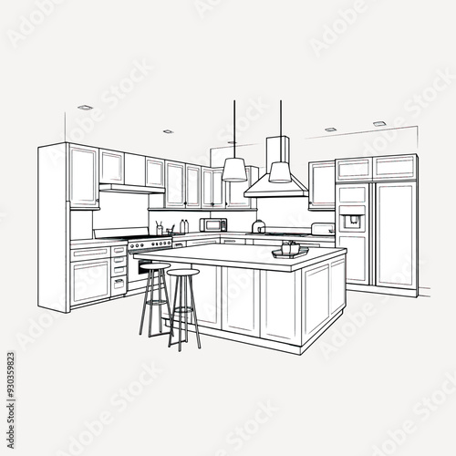 Modern kitchen design blueprint