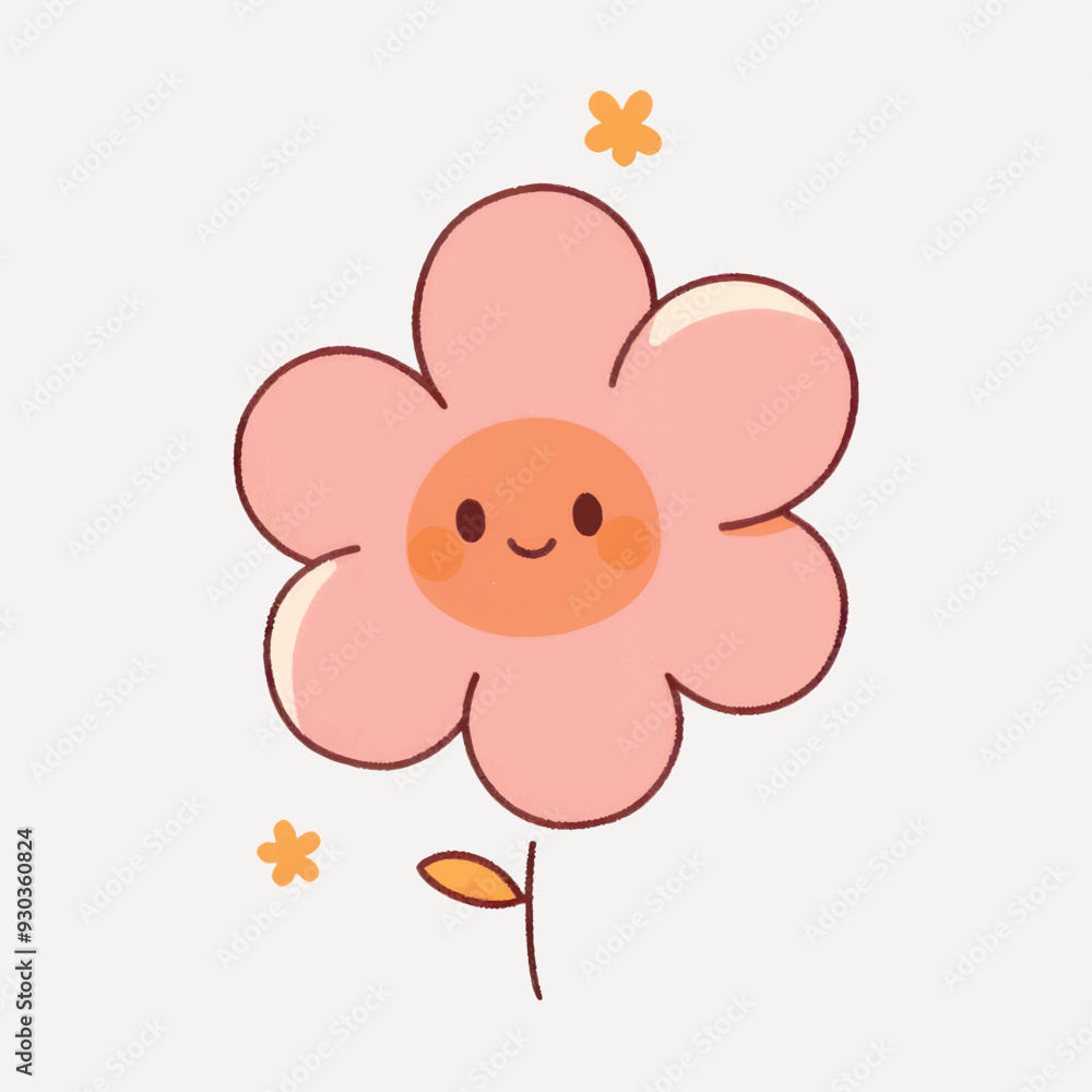 Cute smiling pink flower illustration Cute smiling pink flower illustration
