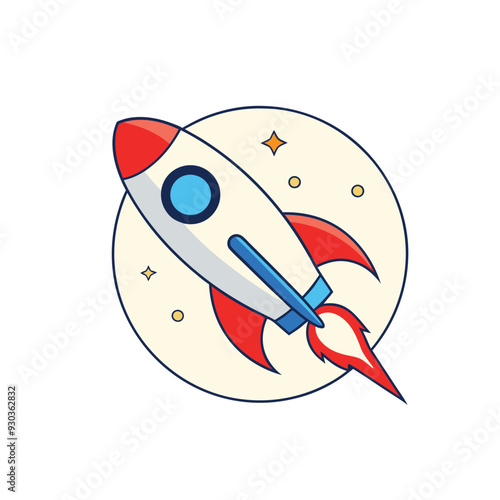 olorful rocket ship cartoon vector illustration, perfect for kids' designs and space-themed fun.