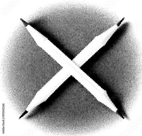 Abstract crossed pencils creating an X shape