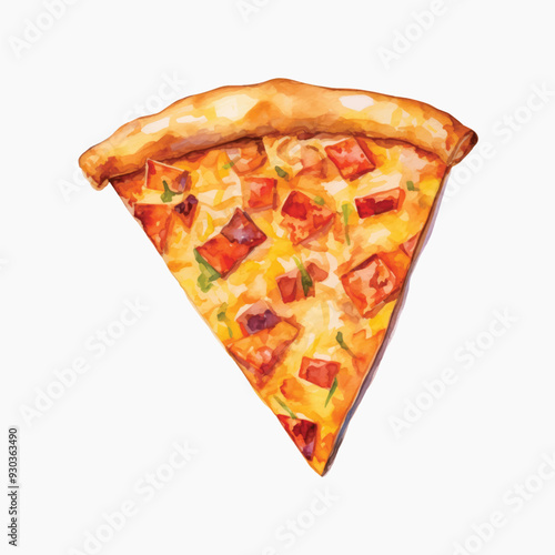 Delicious pepperoni pizza slice illustration.