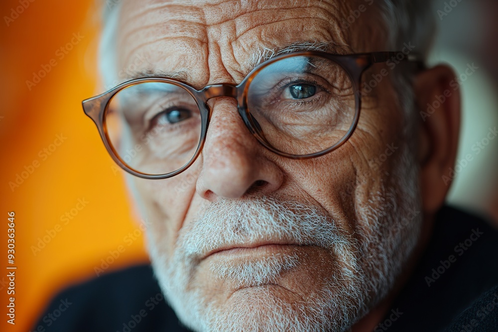 Focused Older Gentleman in Eyeglasses Focused Older Gentleman in Eyeglasses