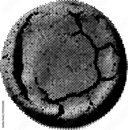 Greyscale dot pattern design resembling a cookie