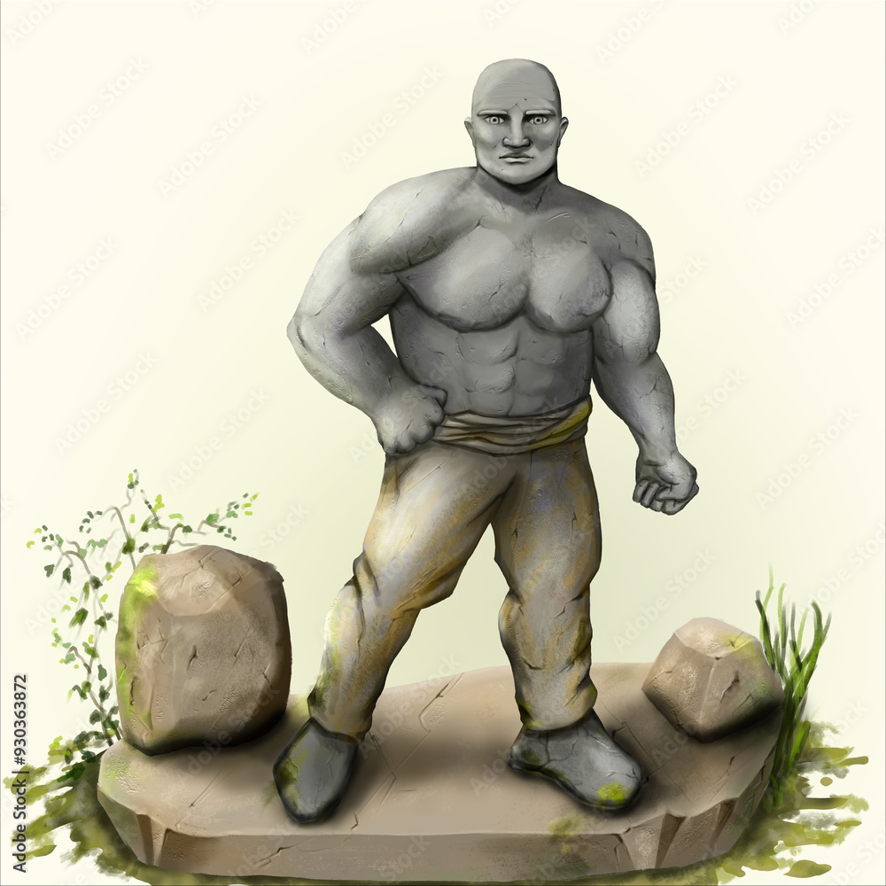A stone man on a boulder A stone man on a boulder