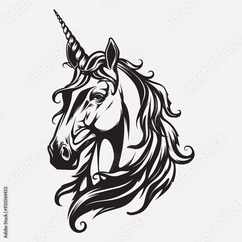 Elegant unicorn tattoo design