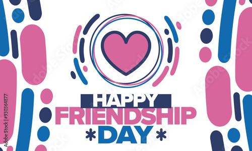 Happy Friendship Day in August. Friends love. Happy holiday, celebrated annual. Social unity. Forever together. Poster, greeting card, banner and background. Vector illustration