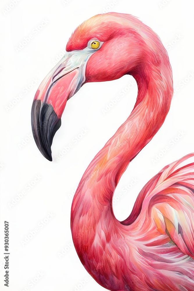Obraz premium the AI Image Generator, A pink flamingo, stylized and artistic depiction, exotic bird in nature
