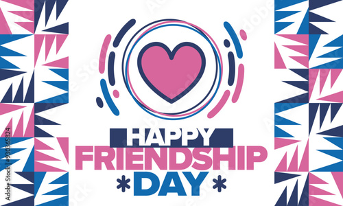 Happy Friendship Day in August. Friends love. Happy holiday, celebrated annual. Social unity. Forever together. Poster, greeting card, banner and background. Vector illustration
