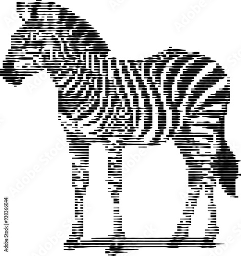 Stylized digital artwork of a standing zebra. photo