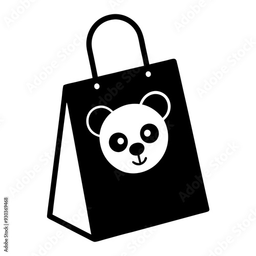 Create a panda store bag silhouette  art vector illustration