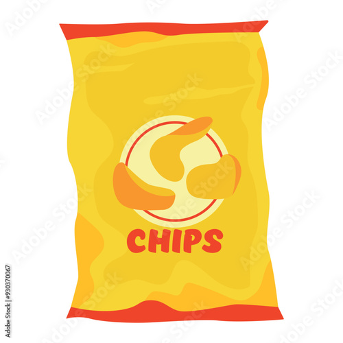 Vector image of chips. Concept of snack and fast food. Element for your website design, banner, etc.