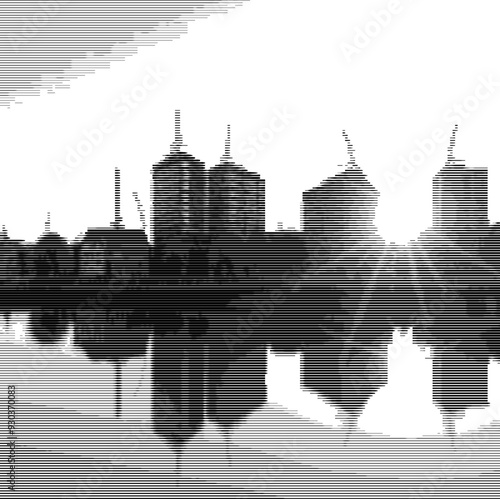 Digitally abstracted reflection of urban buildings