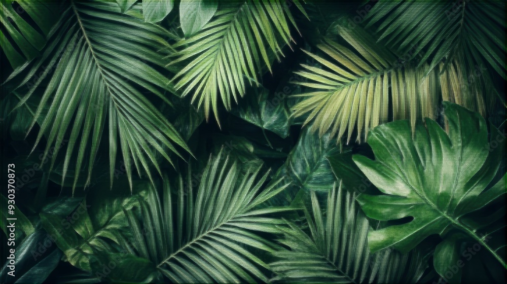 closeup nature view of green leaf and palms background. Flat lay, dark nature concept, tropical leaf , ai closeup nature view of green leaf and palms background. Flat lay, dark nature concept, tropical leaf , ai