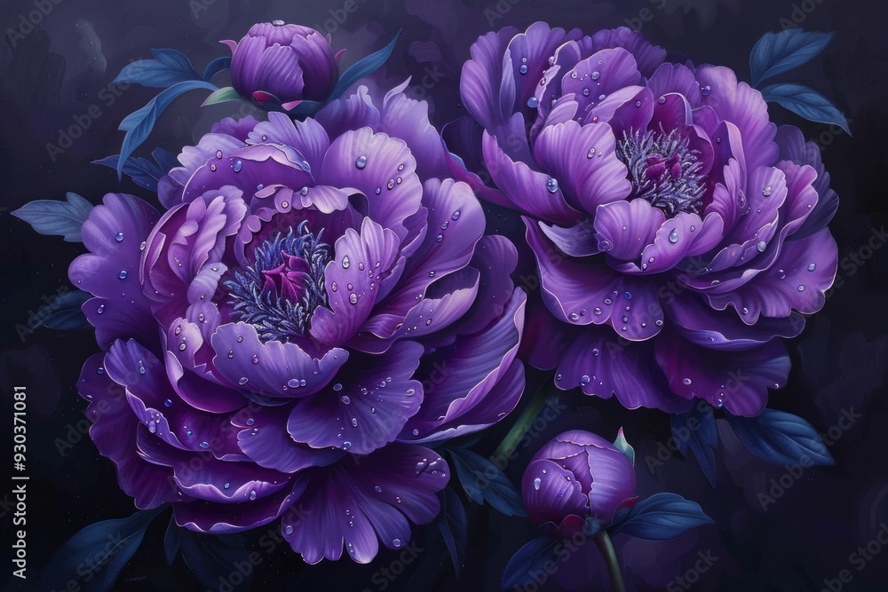 Obraz premium Dark Purple Peonies with Intricate Petals