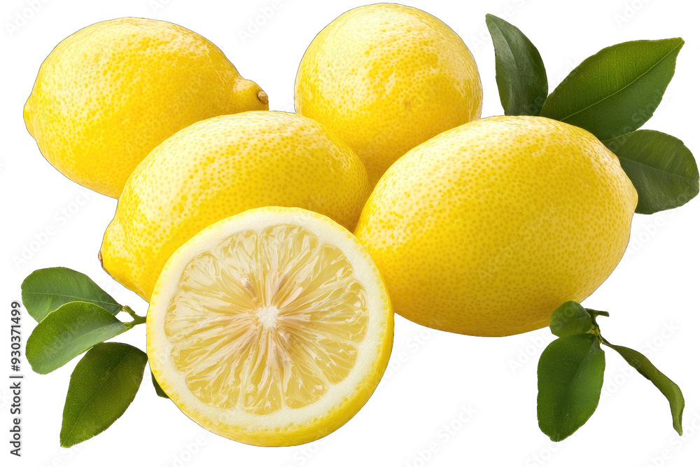 Fresh lemons with vibrant yellow color and green leaves, perfect for culinary and beverage creations. Fresh lemons with vibrant yellow color and green leaves, perfect for culinary and beverage creations.