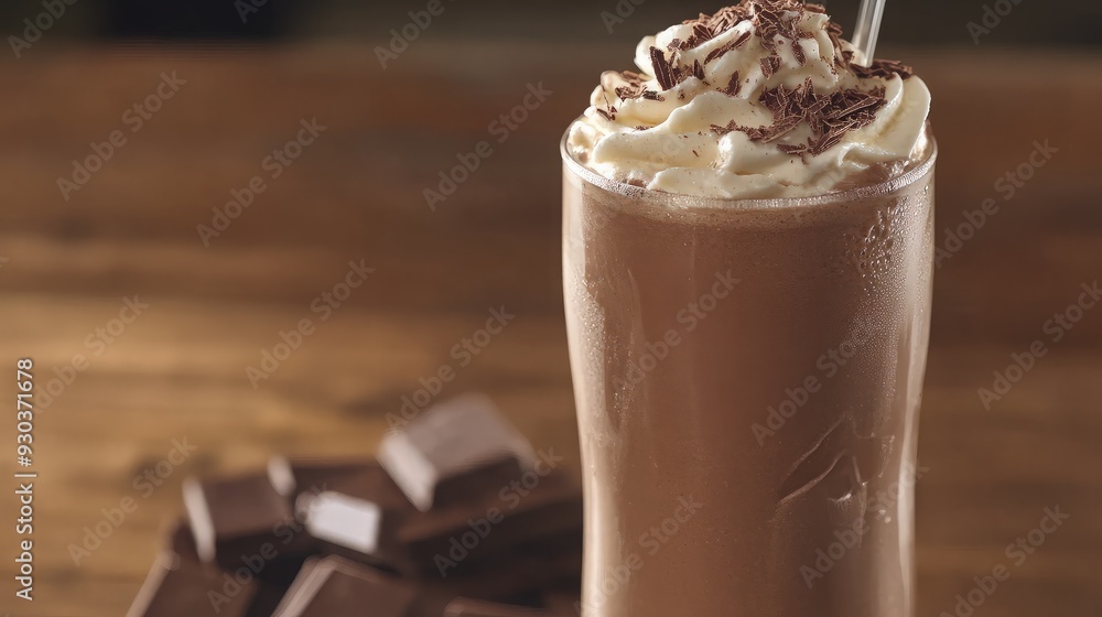 Chocolate Milkshake with Whipped Cream and Chocolate Shavings Chocolate Milkshake with Whipped Cream and Chocolate Shavings